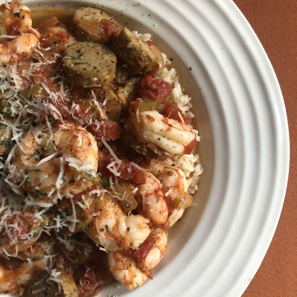 Instant Pot Shrimp Sausage Gumbo lino Lauren Grogan Yoga